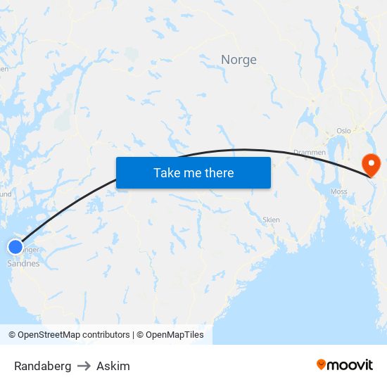 Randaberg to Askim map