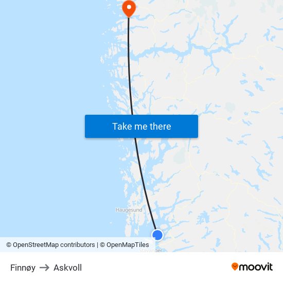 Finnøy to Askvoll map