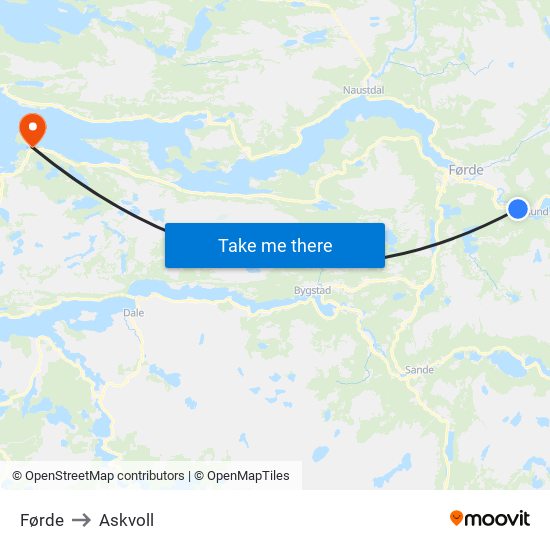 Førde to Askvoll map