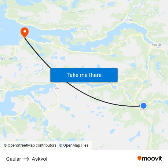 Gaular to Askvoll map