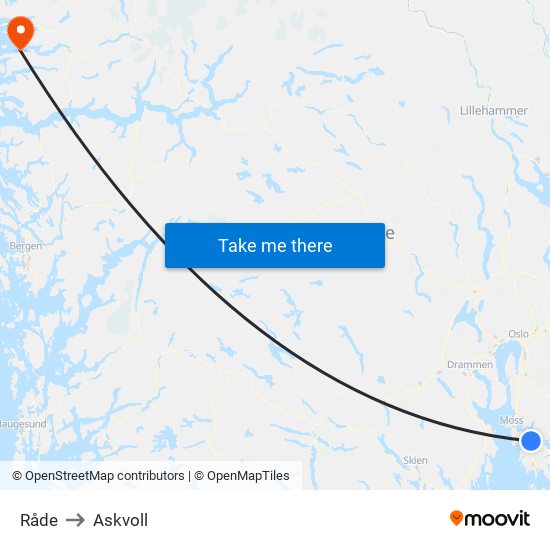 Råde to Askvoll map