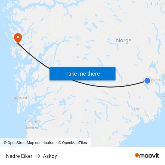Nedre Eiker to Askøy map