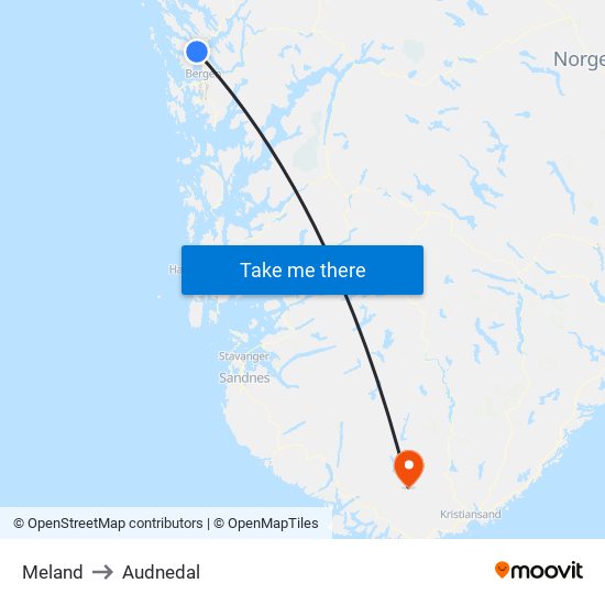 Meland to Audnedal map