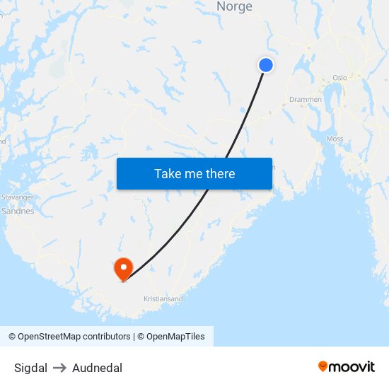 Sigdal to Audnedal map