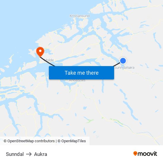 Sunndal to Aukra map