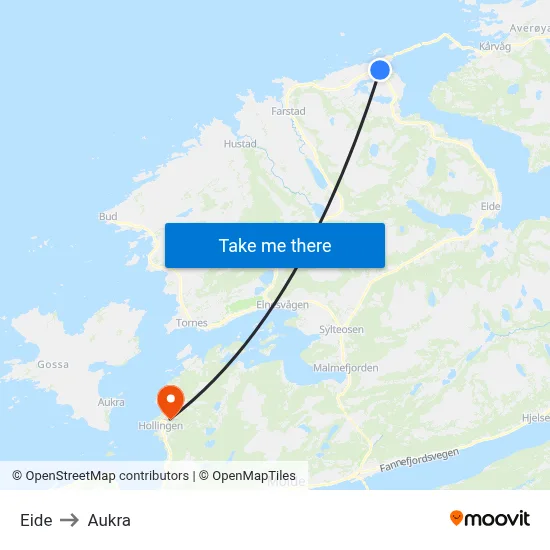 Eide to Aukra map