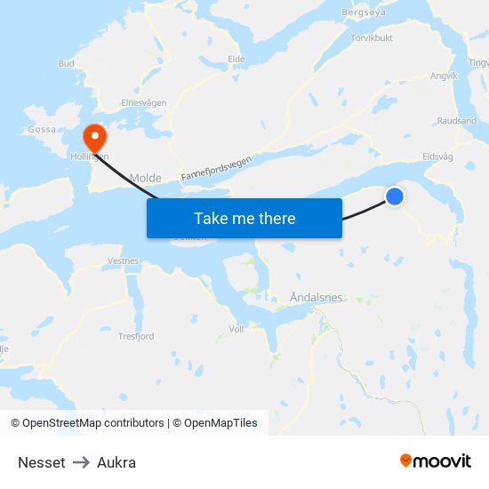 Nesset to Aukra map