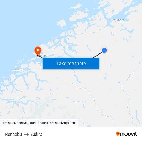 Rennebu to Aukra map