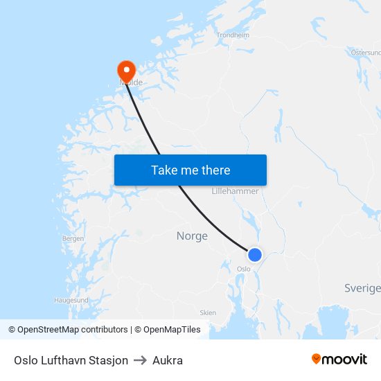 Oslo Lufthavn Stasjon to Aukra map