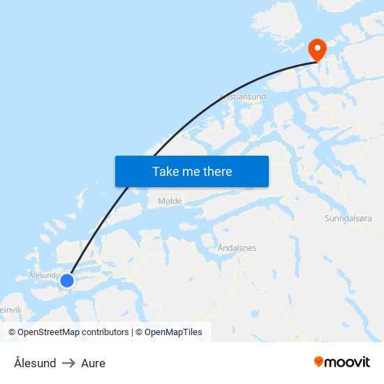 Ålesund to Aure map