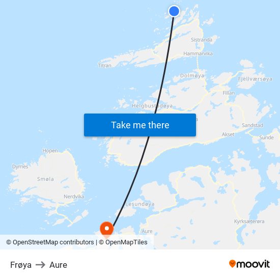 Frøya to Aure map