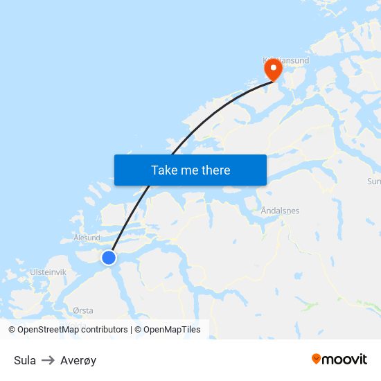 Sula to Averøy map