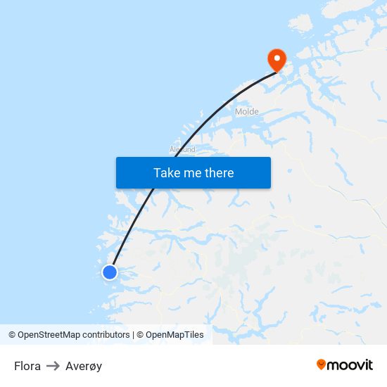 Flora to Averøy map
