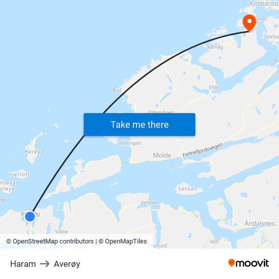 Haram to Averøy map