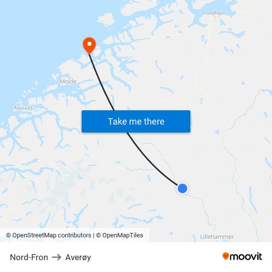 Nord-Fron to Averøy map