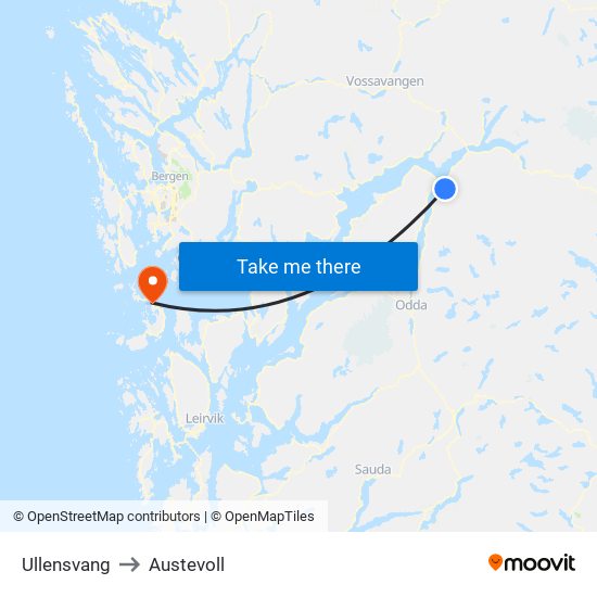 Ullensvang to Austevoll map