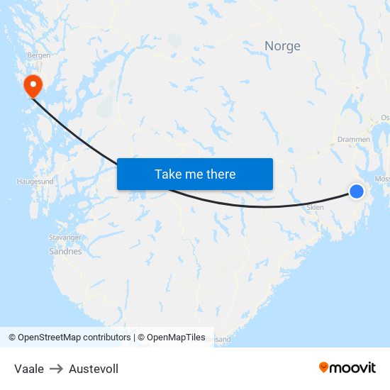 Vaale to Austevoll map