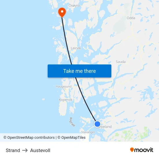 Strand to Austevoll map