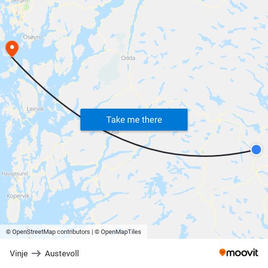 Vinje to Austevoll map
