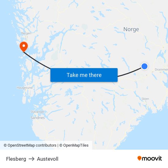 Flesberg to Austevoll map