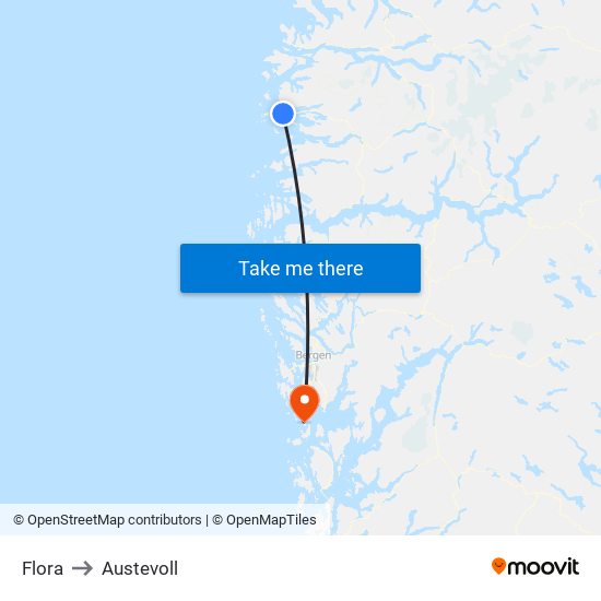 Flora to Austevoll map