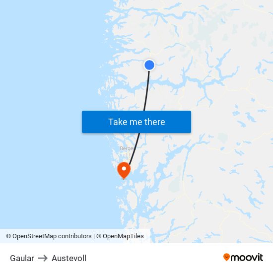 Gaular to Austevoll map