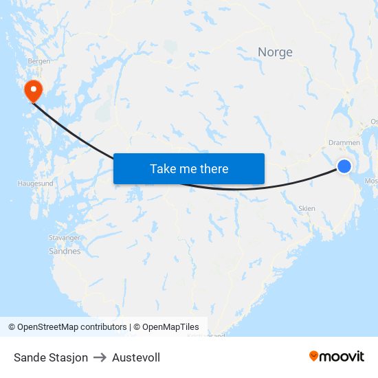 Sande Stasjon to Austevoll map