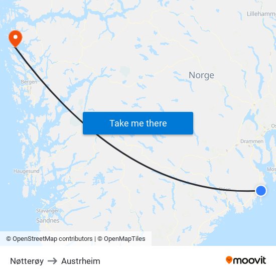 Nøtterøy to Austrheim map