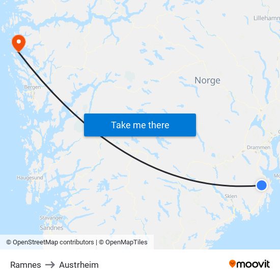 Ramnes to Austrheim map