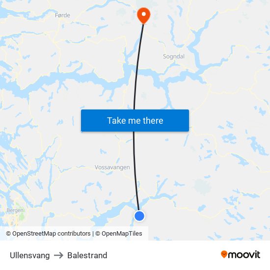 Ullensvang to Balestrand map