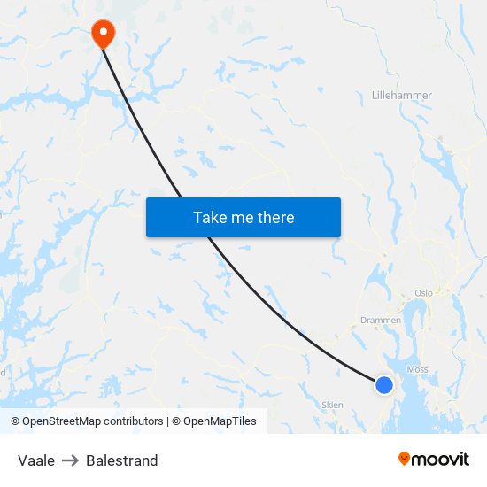 Vaale to Balestrand map