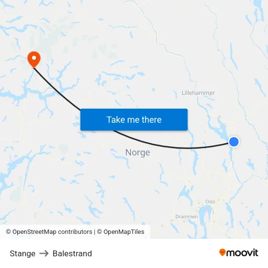 Stange to Balestrand map