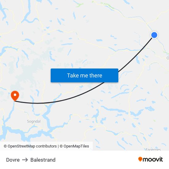 Dovre to Balestrand map