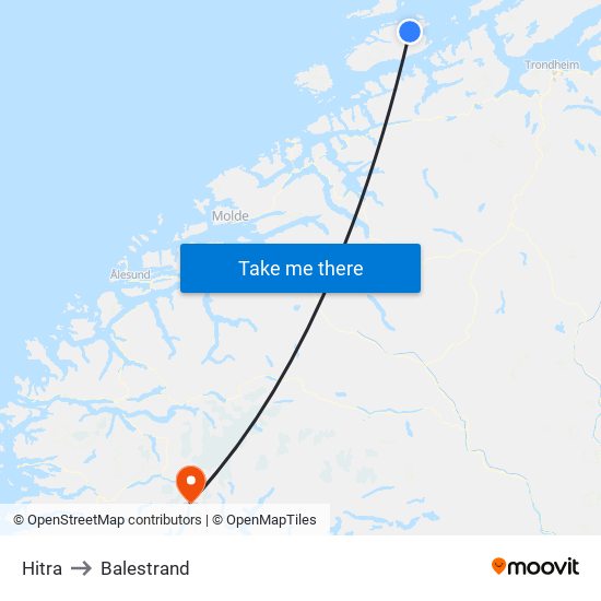 Hitra to Balestrand map