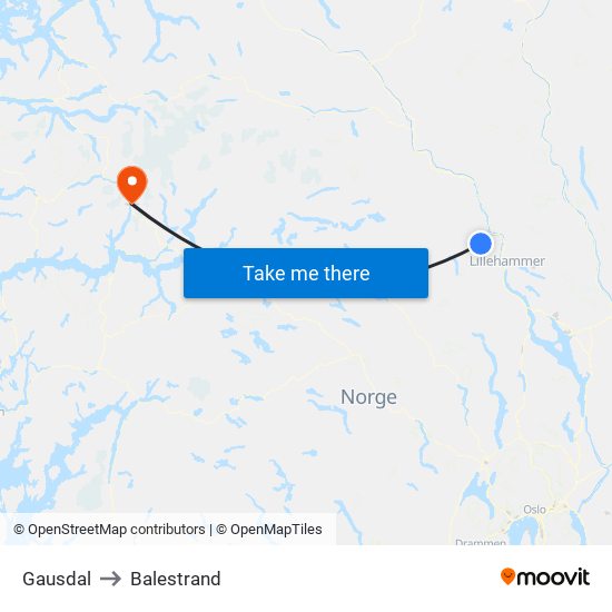 Gausdal to Balestrand map