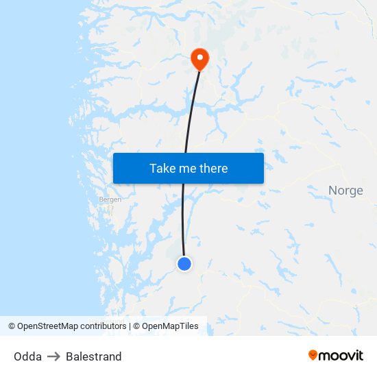 Odda to Balestrand map