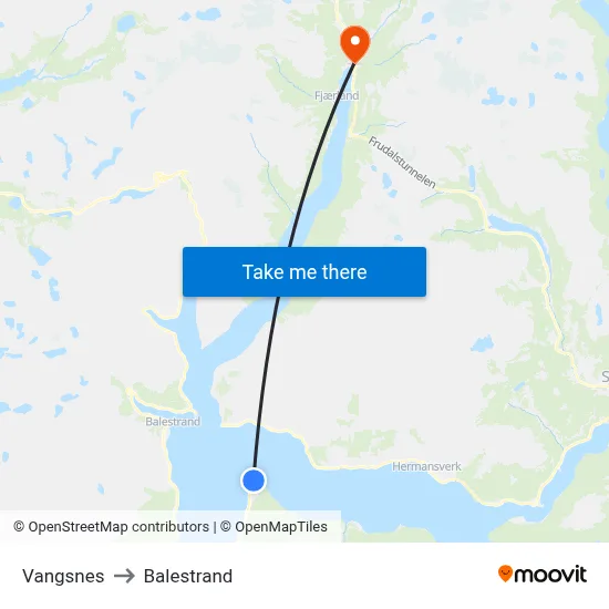 Vangsnes to Balestrand map
