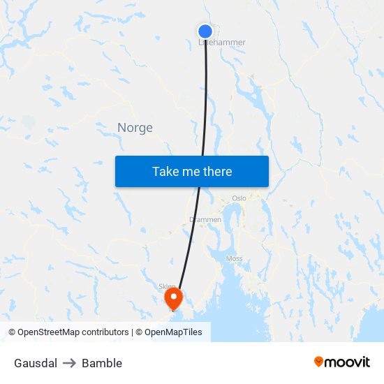 Gausdal to Bamble map