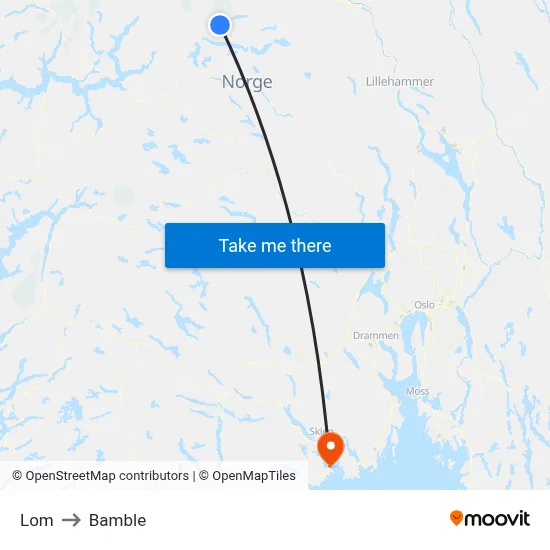 Lom to Bamble map