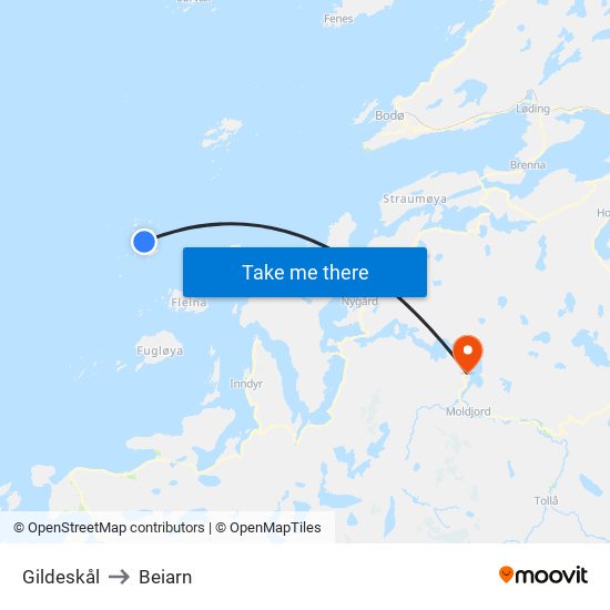 Gildeskål to Beiarn map