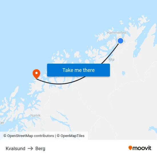 Kvalsund to Berg map