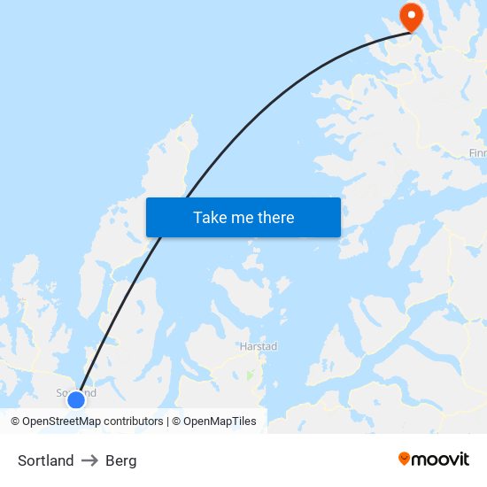 Sortland to Berg map