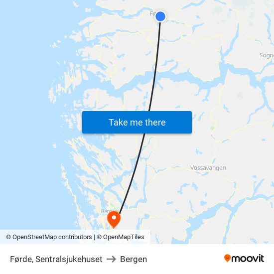 Førde, Sentralsjukehuset to Bergen map