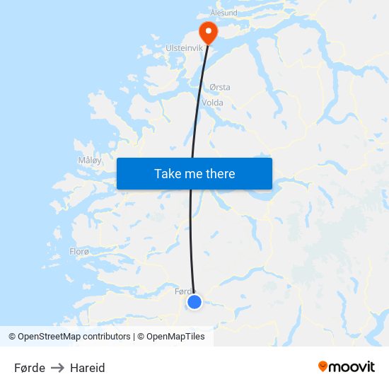 Førde to Hareid map