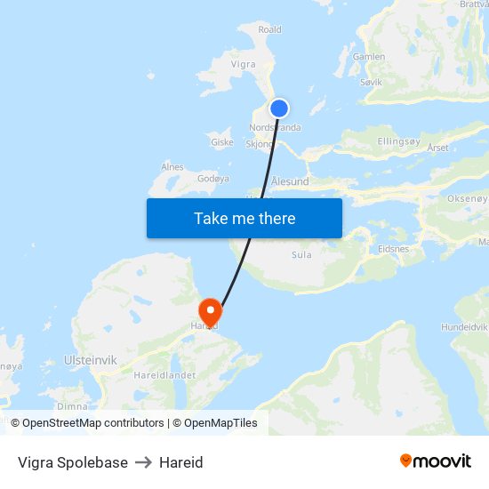 Vigra Spolebase to Hareid map