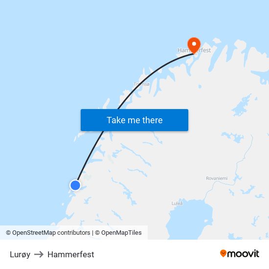 Lurøy to Hammerfest map