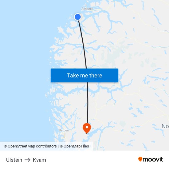 Ulstein to Kvam map