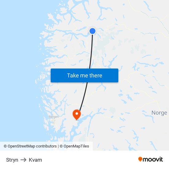 Stryn to Kvam map