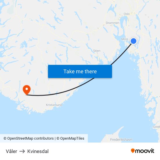 Våler to Kvinesdal map