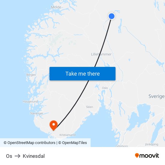 Os to Kvinesdal map